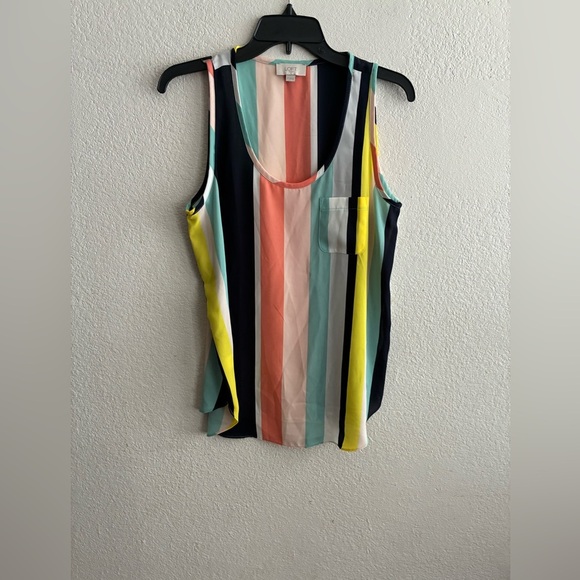 💥LOFT Multicolor Stripes Sleeveless Tank Top M - Picture 2 of 10